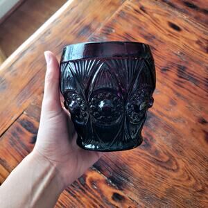 Purple Indiana Style Vintage Glass Vase Bowl